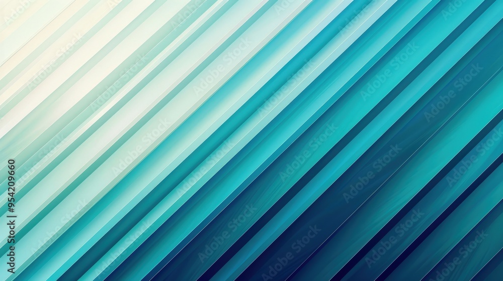 Fototapeta premium Abstract gradient design with diagonal lines in shades of blue and teal.