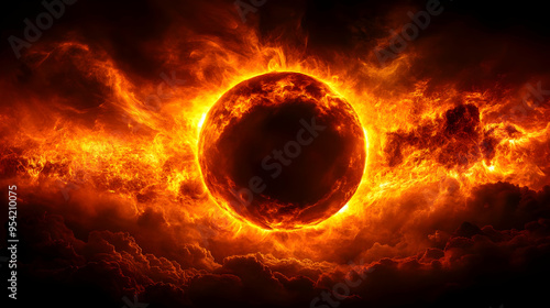 Fiery ball of light emergin...