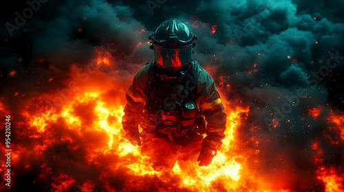 Firefighter standing in the...