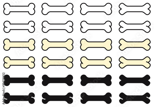 様々な形の骨、ペット用の犬の骨のベクターイラストセット
