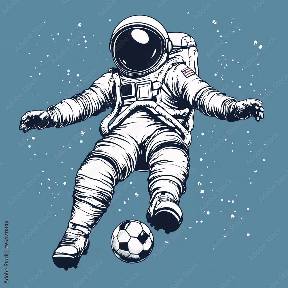 astronaut football vector illustration nice kick a ball astronaut football vector illustration nice kick a ball