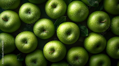 Fresh green apples arranged...