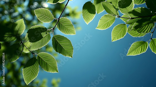Fresh green leaves on a tre...