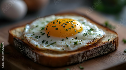 Fried egg on toast with par...