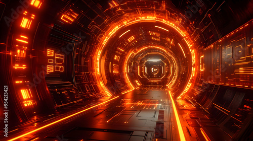 Futuristic tunnel with glow...