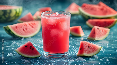 Glass of watermelon juice w...