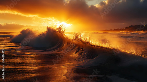 Golden sunset over a crashi...