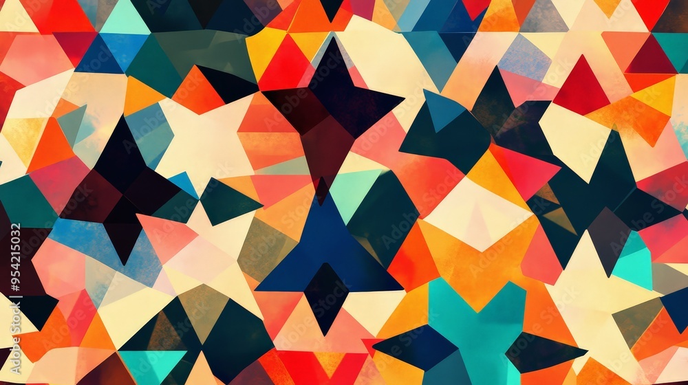 Design a geometric pattern with a series of interlocking stars and polygons. Design a geometric pattern with a series of interlocking stars and polygons.