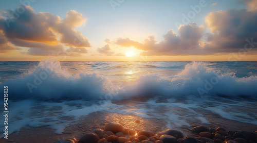 Golden Sunset Over Ocean Wi...