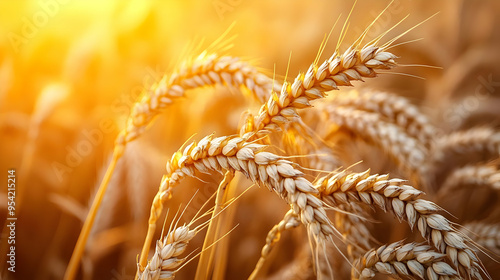 Golden wheat stalks in a fi...