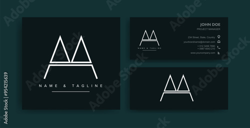 Alphabet AA logo design, Minimal AA logo