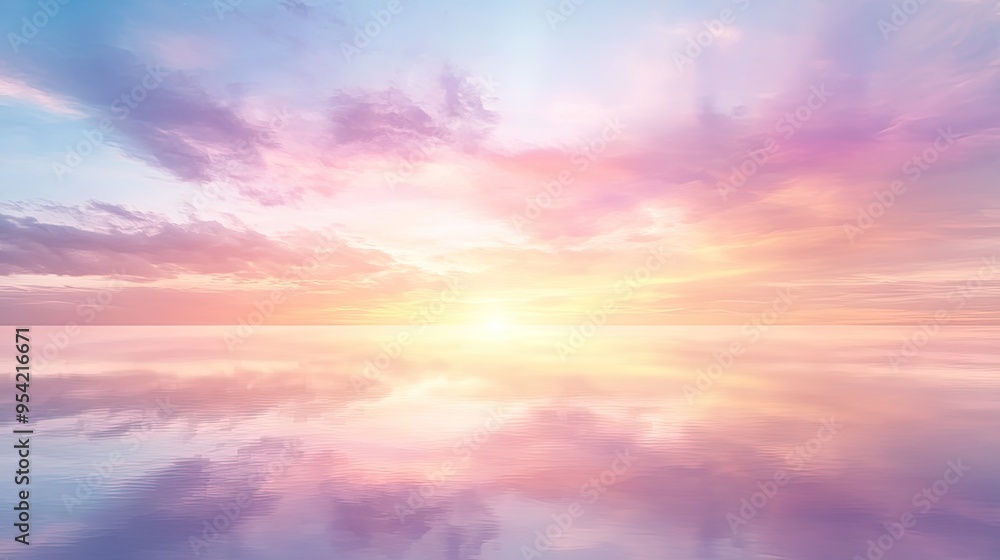 Fototapeta premium Vibrant Watercolor Sunset with Soft Blended