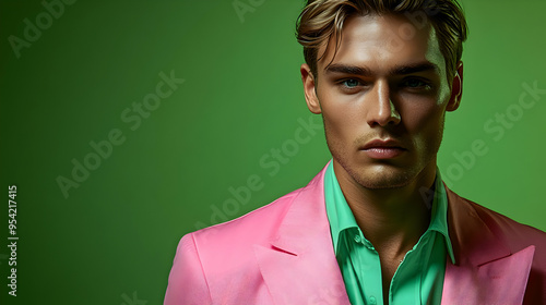 Handsome man with blond hai...