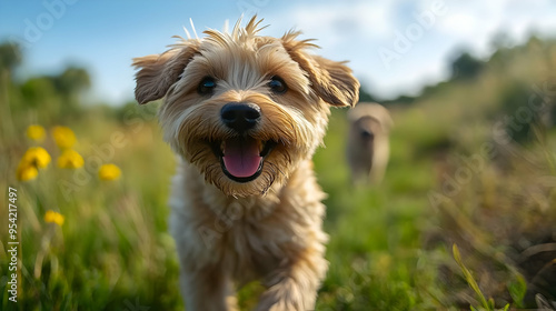 Happy brown dog with tongue...