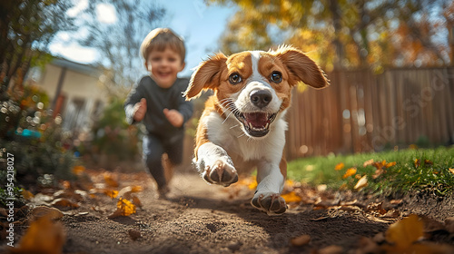 Happy dog running towards c...