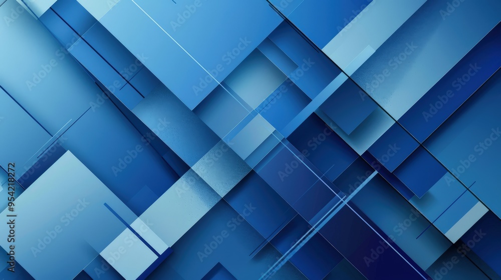 Abstract composition of blue geometric shapes creating a modern digital background. Abstract composition of blue geometric shapes creating a modern digital background.