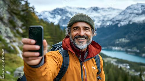 Happy hiker taking a selfie...