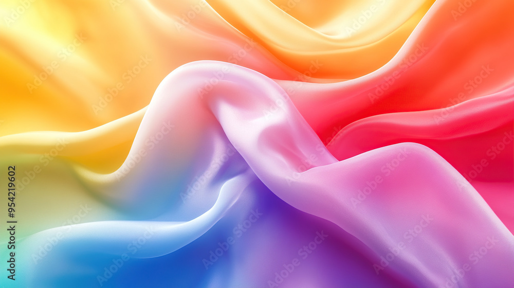 Obraz premium Colorful background with rainbow-colored waves and a soft gradient