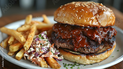 Juicy burger with crispy fr...