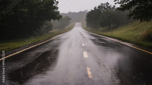 Rural road with rain