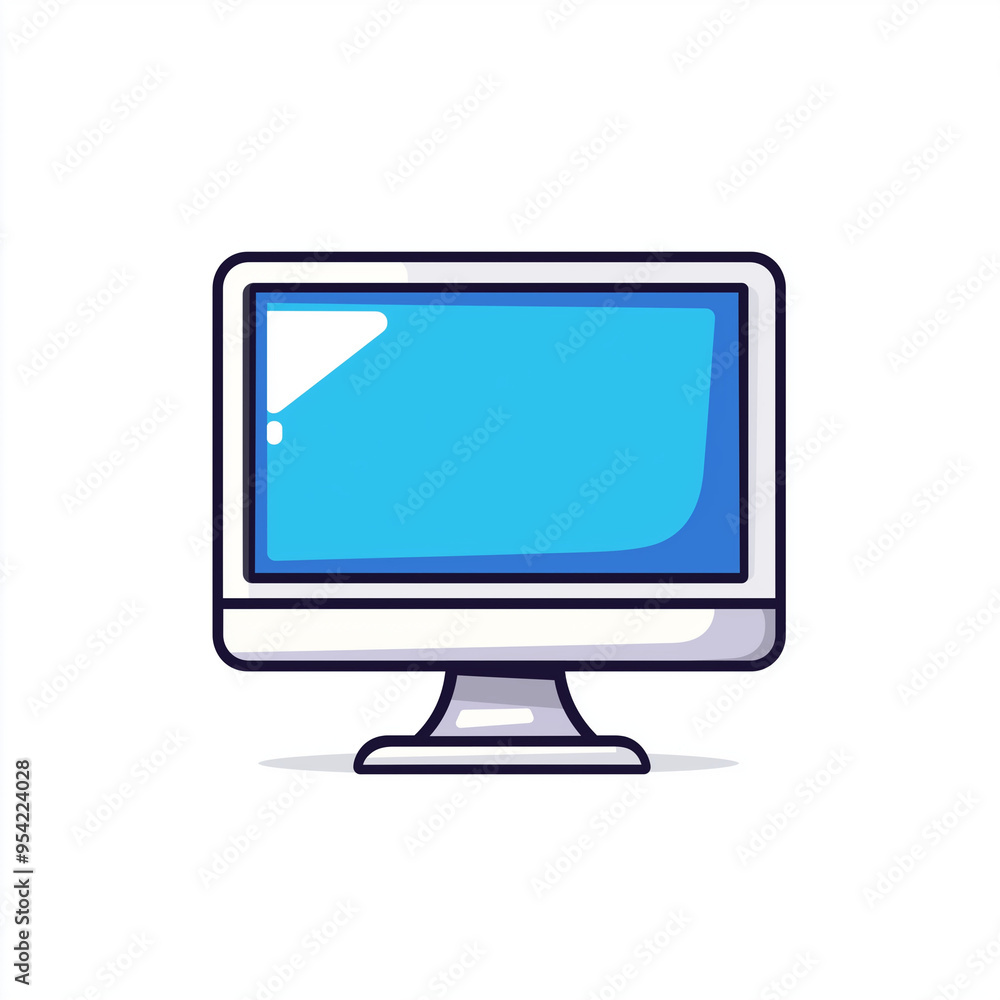 Cartoon Computer Monitor with Blue Screen on White Background
Cartoon Computer Monitor with Blue Screen on White Background