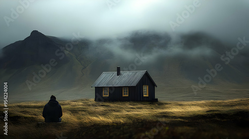 Lonely figure sitting in fr...
