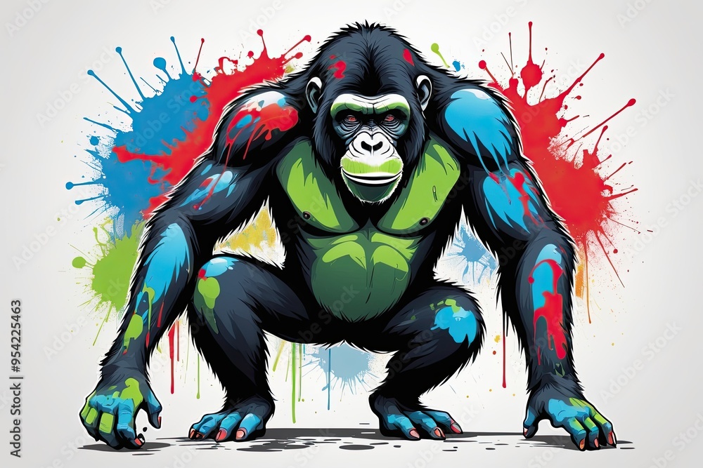 Graffiti-Style Ape: A graffiti-style illustration of an ape Graffiti-Style Ape: A graffiti-style illustration of an ape