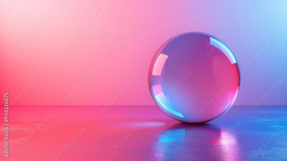 A large, glowing, spherical object suspended in a vibrant neon color backdrop. A large, glowing, spherical object suspended in a vibrant neon color backdrop.
