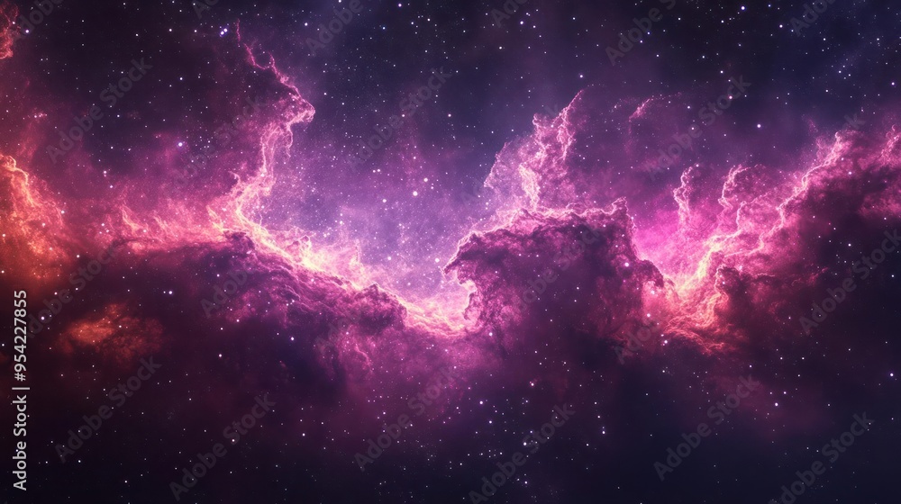 Fototapeta premium Gorgeous wallpaper of the cosmos, featuring a vibrant nebula against a starry sky.
