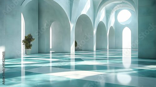 Minimalist interior with ar...