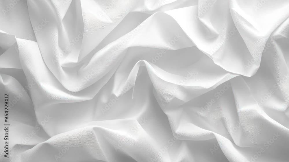Close-up photograph of textured fabric with white shades and subtle light reflections, Close-up photograph of textured fabric with white shades and subtle light reflections,