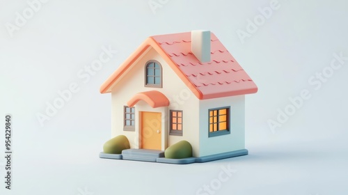 A small toy house model displayed on a table.