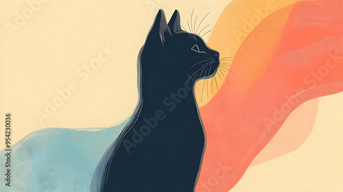 Minimalist silhouette of a ...