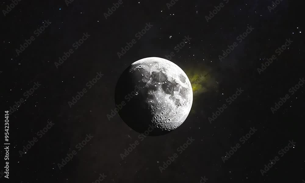A bright and detailed view of the Moon illuminated in the darkness of space A bright and detailed view of the Moon illuminated in the darkness of space