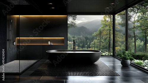 Modern bathroom with a free...