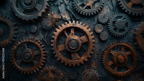 Rusty Gears Industrial Machine Background