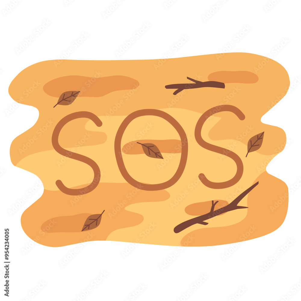 sos sign on the beach flat illustration.symbol asking for help and assistance.design isolated on white background sos sign on the beach flat illustration.symbol asking for help and assistance.design isolated on white background