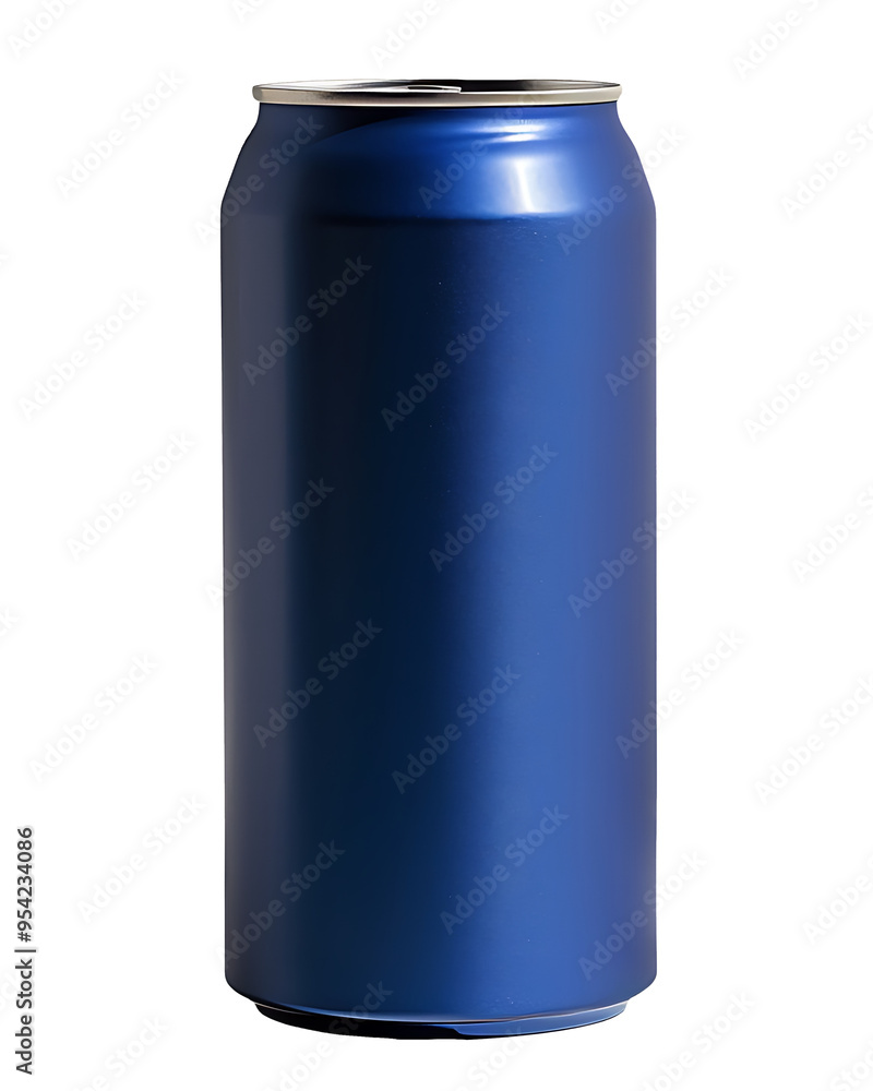 A Single Blue Aluminum Can on a White Surface A Single Blue Aluminum Can on a White Surface