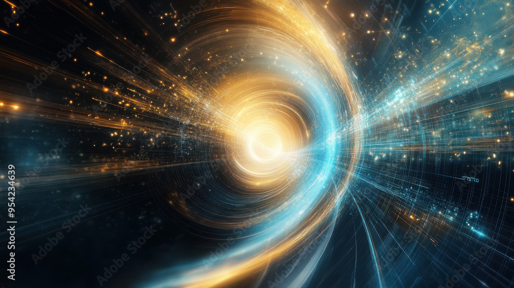 Fototapeta premium Abstract Digital Tunnel with Glowing Lights