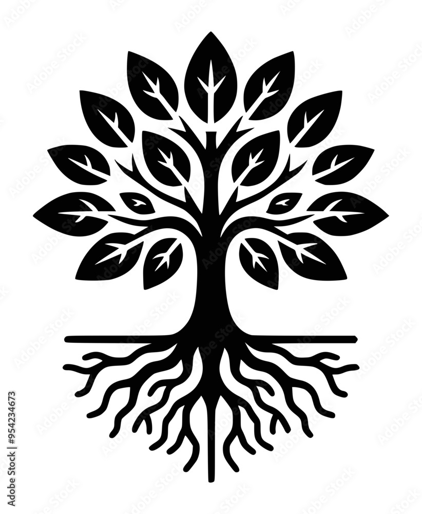 Fototapeta premium Tree With Roots Svg, Vector, Tree Illustration
