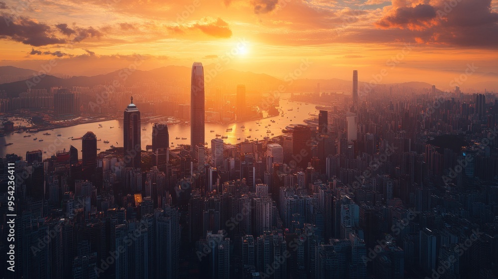 Hong Kong Skyline Sunset Hong Kong Skyline Sunset