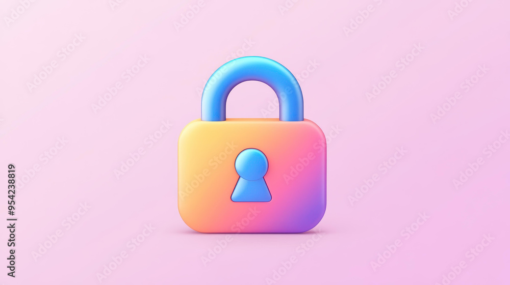 Modern 3D render of an encryption icon, featuring a sleek, cartoonstyle design with vibrant textures. Modern 3D render of an encryption icon, featuring a sleek, cartoonstyle design with vibrant textures.