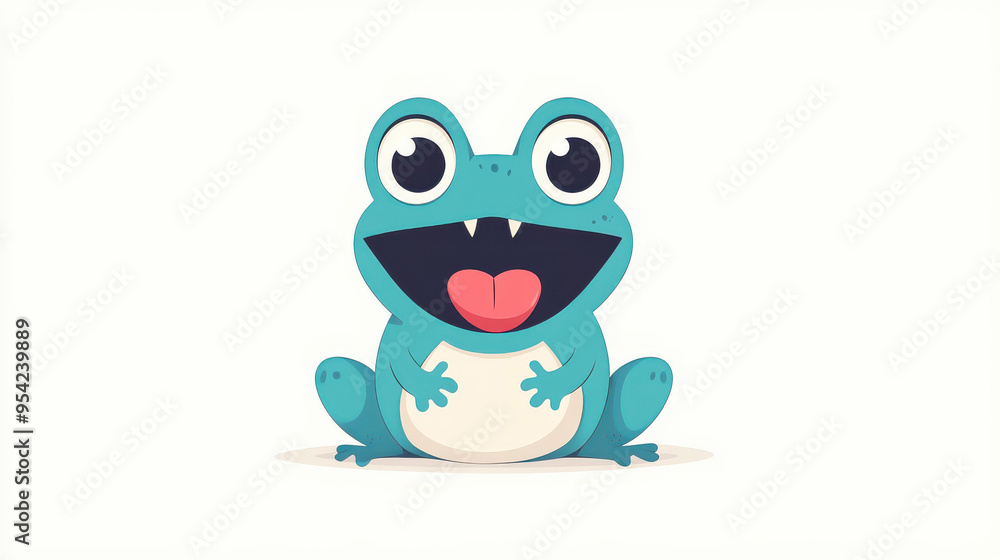 A cheerful fantasy frog with big round eyes, ready to eat or sing, in a vibrant animated cartoon style. A cheerful fantasy frog with big round eyes, ready to eat or sing, in a vibrant animated cartoon style.