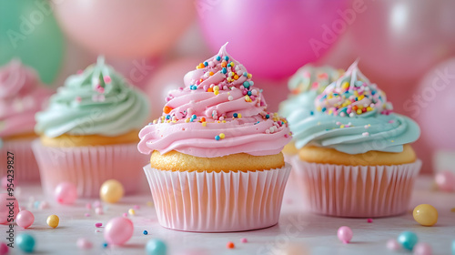 Pink and Green Cupcakes wit...