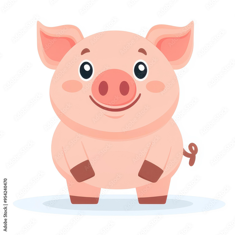 A cute pig icon in a fun cartoon style, easily adjustable for your projects. Perfect for adding charm to any design A cute pig icon in a fun cartoon style, easily adjustable for your projects. Perfect for adding charm to any design
