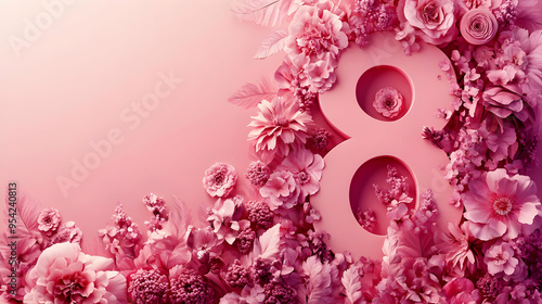 Pink Floral Number 8 Design.