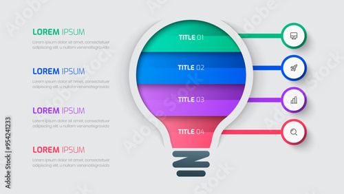 Business infographic template with lamp circle label 4 steps and icon for presentation