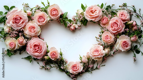 Pink roses arranged in a he...