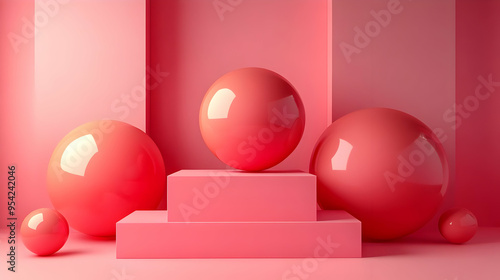 Pink spheres and platforms ...