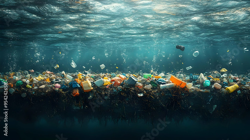 Plastic waste and debris po...